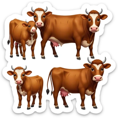 Famille Vache, taureau et leurs veau  sticker
