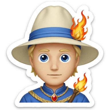 Sabo l'empereur des flammes avec un chapeau blanc et une chemise bleu de one piece sticker