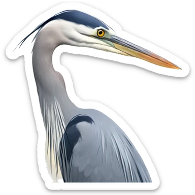 great blue heron with limited detail png image less than 150kb sticker