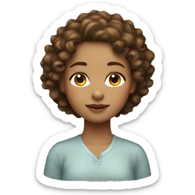 a brown haired girl with light skin and curly hair sticker