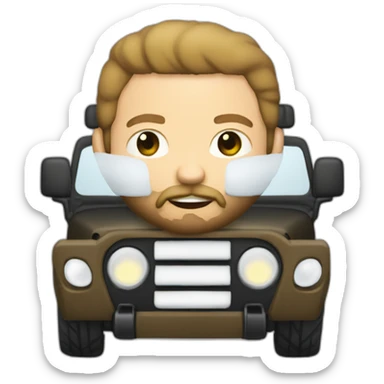 white bold man with beard riding Jeep jk sticker