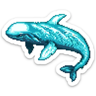 Magic whale, pixel art style, teal and turquoise colors sticker