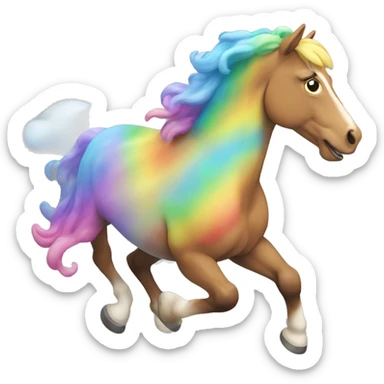 Horse running on rainbow clouds sticker
