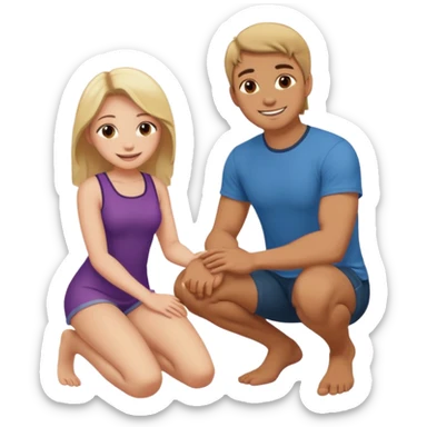 Girl on knees in front of man sticker