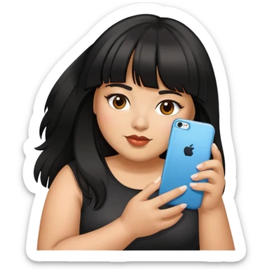 Latina female with bangs black long hair plus size with iPhone  sticker