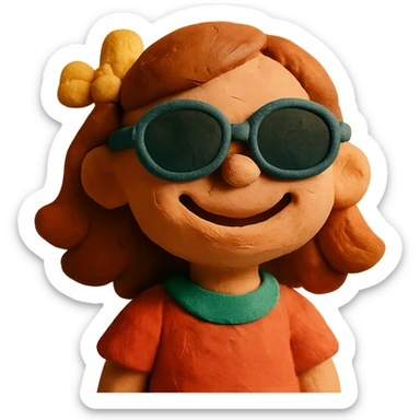 girl with a big cute smile and sunglasses sticker
