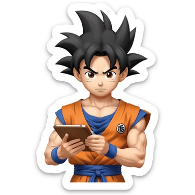 Goku in Ultra Instinct mode writing notes sticker