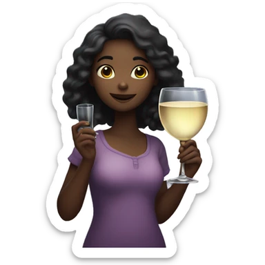 Girl under starry moonlight with wineglass in hand sticker