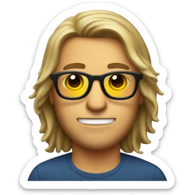 guy with glases and middle long hair, drinking beer sticker