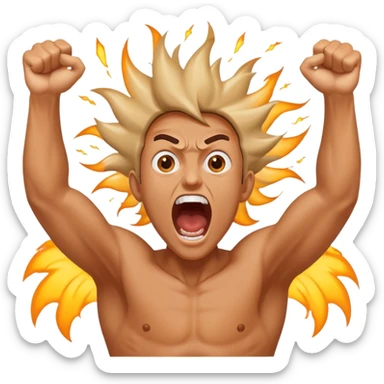 extremely hyper-excited person screaming with massive joy, arms flailing wildly in the air, explosive energy, eyes wide open sticker