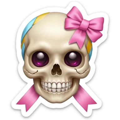 SKULL POOKIE RIBBON sticker