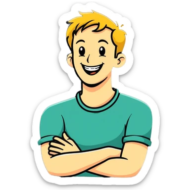 arms crossed holding neck laughing guy sticker