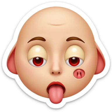 face with rolled up eyes, tongue hanging out, flushed, breathing out hot airs sticker