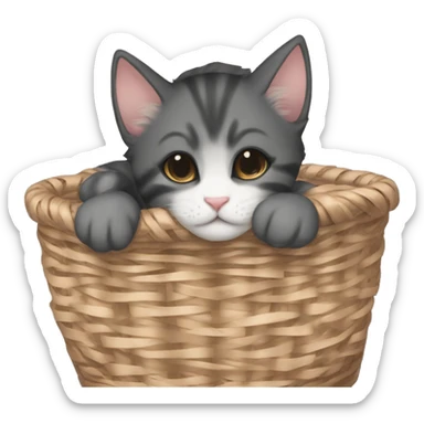 Kitten curled up in a basket dark academia aesthetic sticker