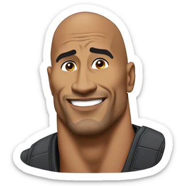 I would like a sticker featuring Dwayne Johnson with his right eyebrow raised, in a humorous meme style. sticker