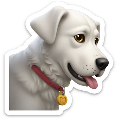 Perro blanco mordiendo un palo  sticker