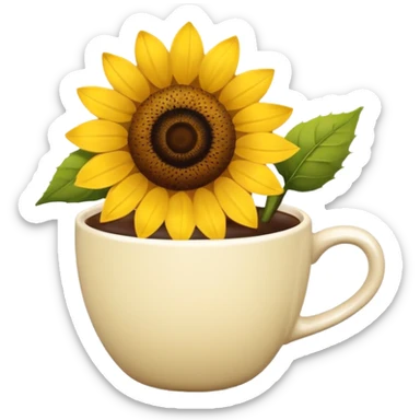 Coffee cup with a sunflower sticker