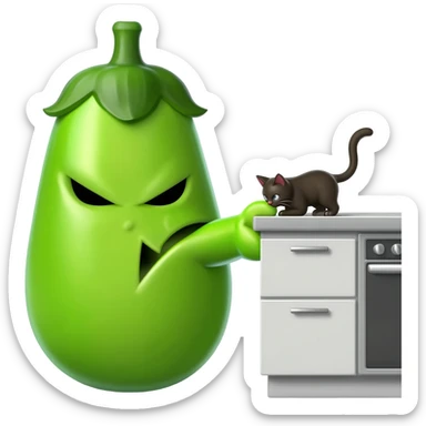 Eggplant beating up a cat sticker