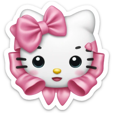 Hello Kitty noeud rose et peau blanche sticker