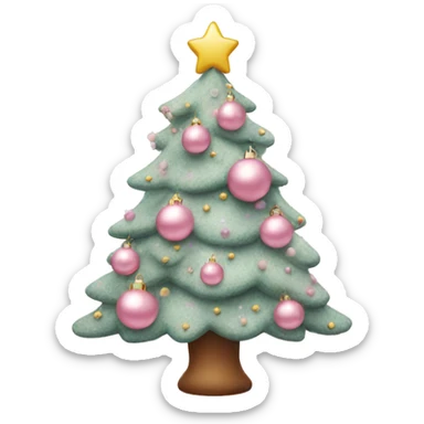 Pastel pink decorated Christmas tree sticker