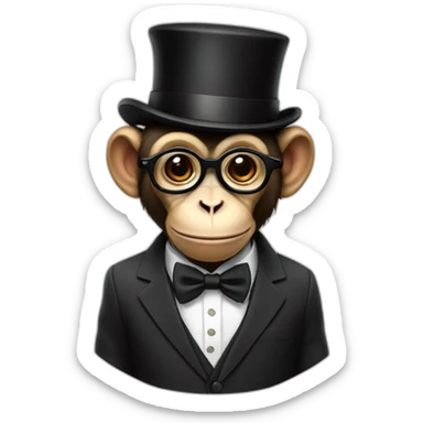 monkey wearing a suit with a top hat and with glasses sticker