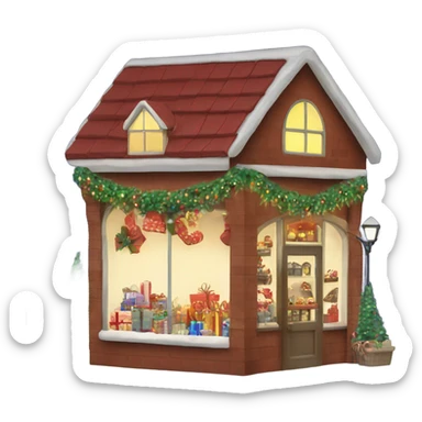 Christmas shop with Christmas lights  sticker
