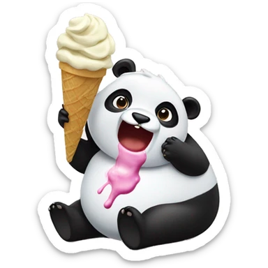Panda eating ice cream sticker