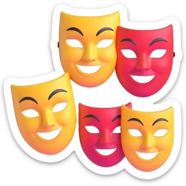 pair of theatre masks comedy and tragedy sticker