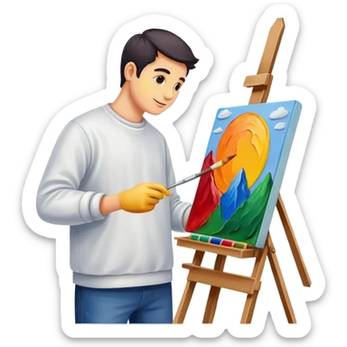 artist painting on canvas sticker