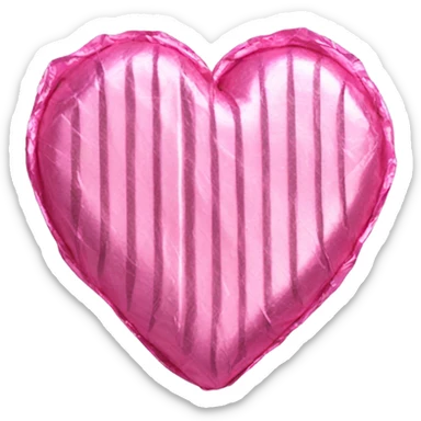 heart shaped candy wrapped in pink crinkle foil sticker