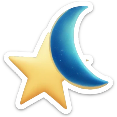 Una luna de color azul y una estrella sticker