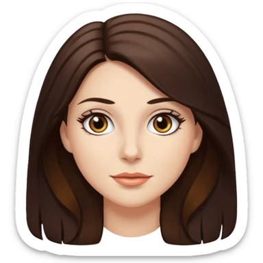 Renee Sands with long dark brown hair, hazel eyes sticker