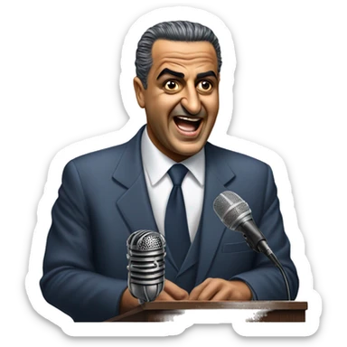 Gamal Abdel Nasser photorealistic speaking in microphone sticker