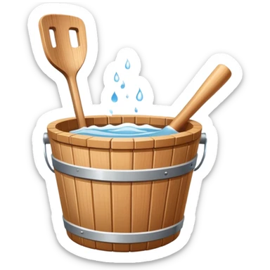 Sauna wooden bucket and ladle sticker