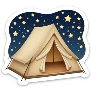 tent with stars above, sleepover vibe sticker