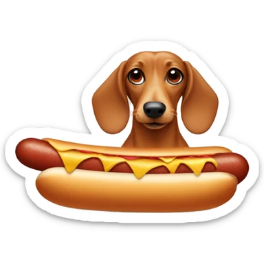 wiener dog in a hotdog costume sticker