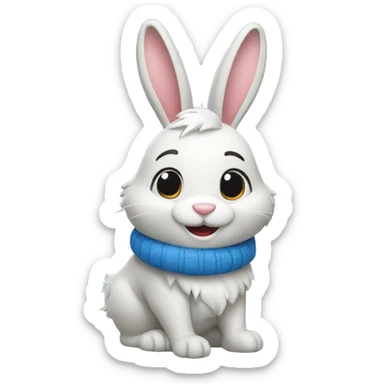 Happy bunny with snow winter style sticker