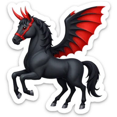 black horse with horns and red bat wings sticker