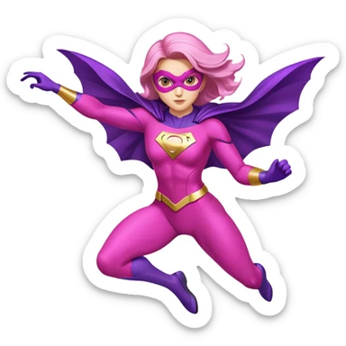 pink violet woman superhero flying sticker