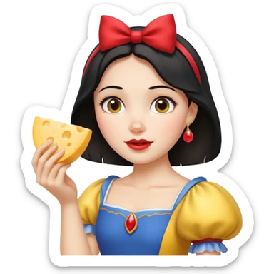  Snow White holding wedge of cheese sticker