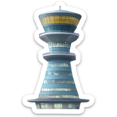 air traffic control tower, full size, modern, realistic sticker