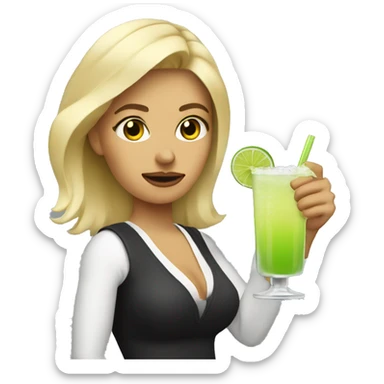 Blonde woman drinking margarita giving thumbs down sticker