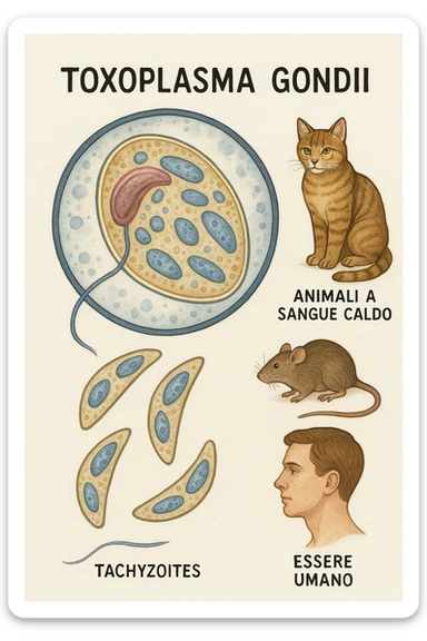 Toxoplasma gondii, che infetta tutti gli animali a sangue caldo, compreso l'essere umano in italiano sticker