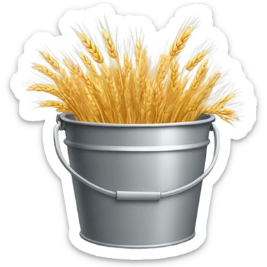 A pile of wheat inside a bucket emoji. sticker