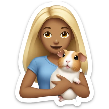 blonde girl holding guinea pig  sticker