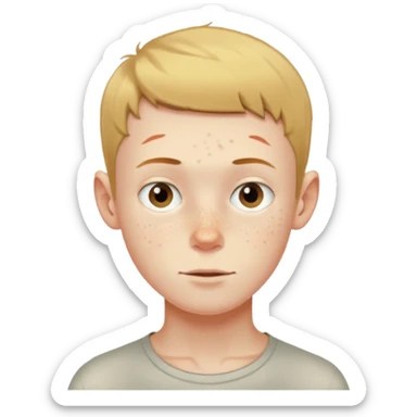 a skinny pale boy with very short thin hair and a bit of freckles sticker