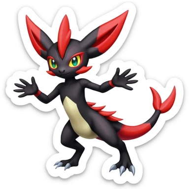 Colorful Meloetta-Guilmon-Darkrai-Pokémon-Fakémon-fusion-hybrid-creature sticker