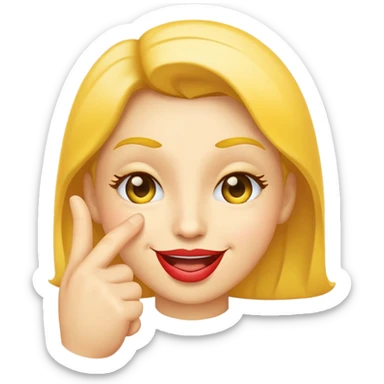 yellow face placing an index finger over pursed lips while winking and nodding sticker