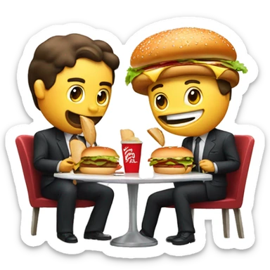 Dos amigos comiendo hamburguesas en paris sticker