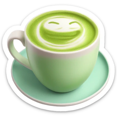 Realistic Matcha latte in pastel mug sticker